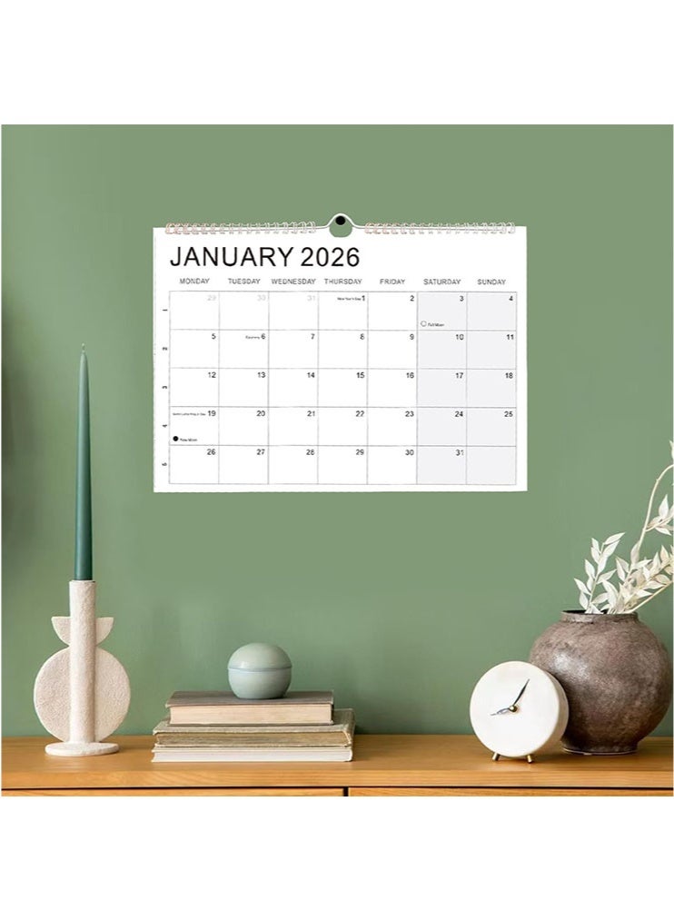 تقويم حائط لعام 2026، 18 شهرًا، مقاس A4 كبير، مزود بخطاف للتعليق، ورق سميك فاخر، مثالي للتخطيط والتنظيم في المنزل والمكتب والمدرسة، لحفظ التواريخ المهمة، مثالي للتنظيم. - Image 5